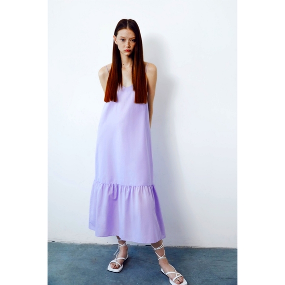 knee length dresses for ladies Rhea Purple Satin Strapless Maxi Dress - US 14 main image 0